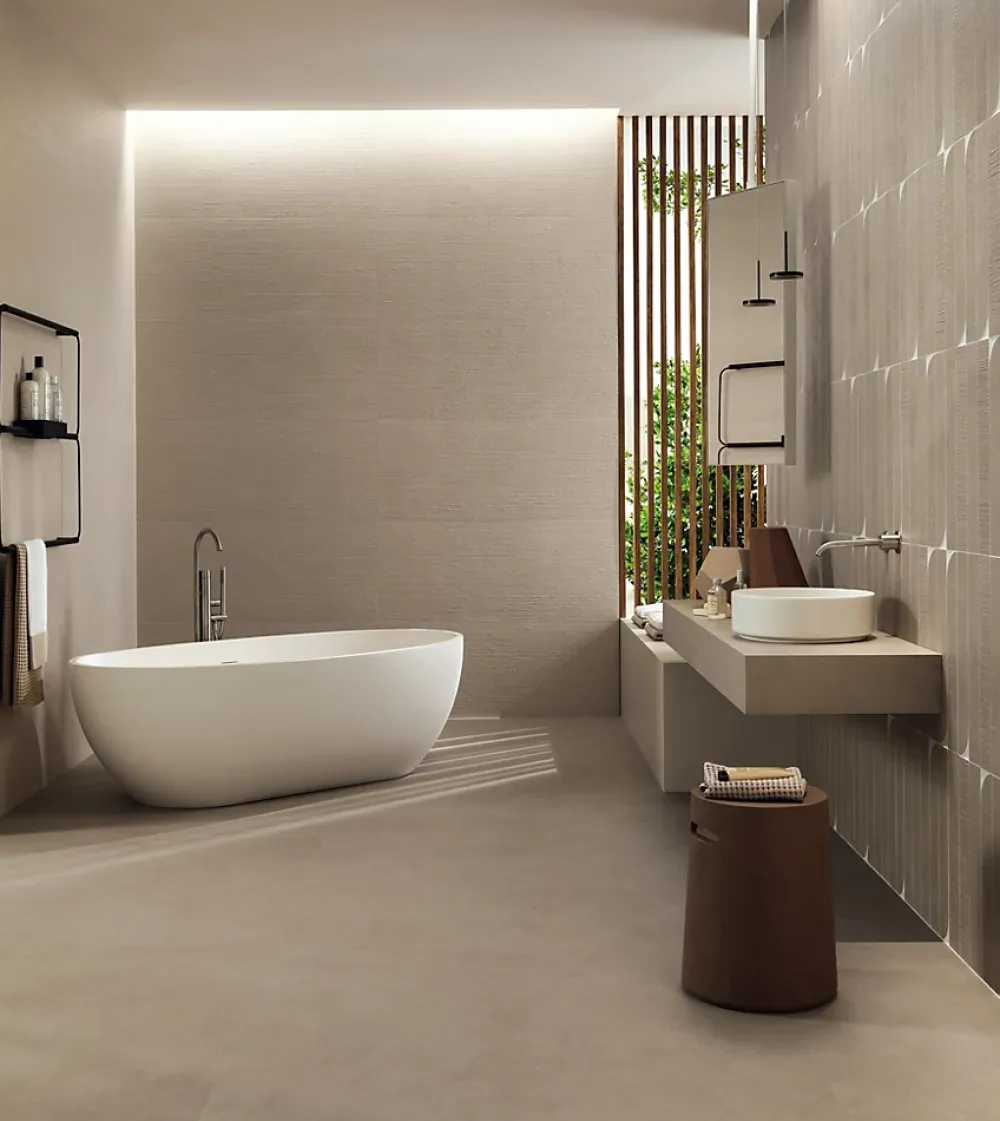 Ro'Ma Carrelage Carrelage Mural Effet Béton<Carrelage effet Béton 3D Blanc Minéral Brossé 120x50x0,85 cm Mat Benzaro - Mur intérieur (vendu par carton de 1,8 m²) - RO'MA CARR