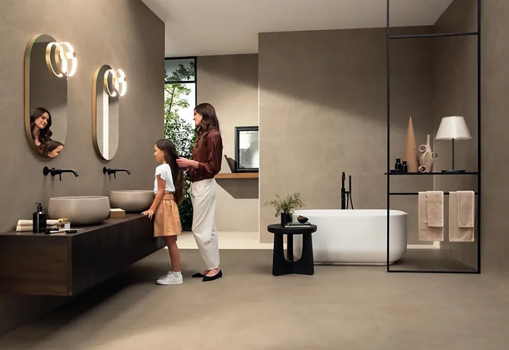 Ro'Ma Carrelage Carrelage Mural Effet Béton<Carrelage effet Béton 3D Brun Sable Moon 120x50x0,85 cm Mat Benzaro - Mur intérieur (vendu par carton de 1,8 m²) -