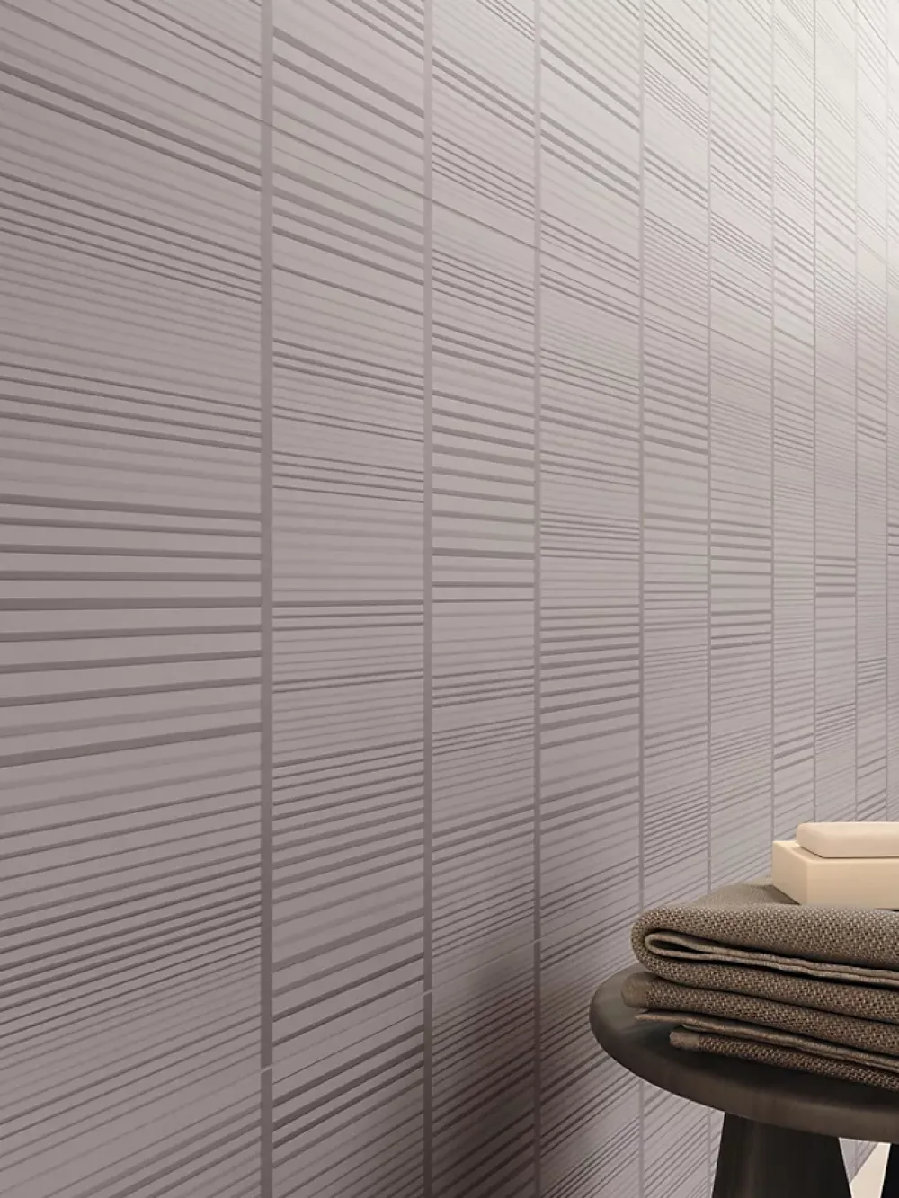 Ro'Ma Carrelage Carrelage effet Béton 3D Gris Taupe Cadenza 120x50x0,85 cm Mat Cortivo - Mur intérieur (vendu par carton de 1,8 m²) - RO'MA CARREL- Carrelage Mural Effet Béton