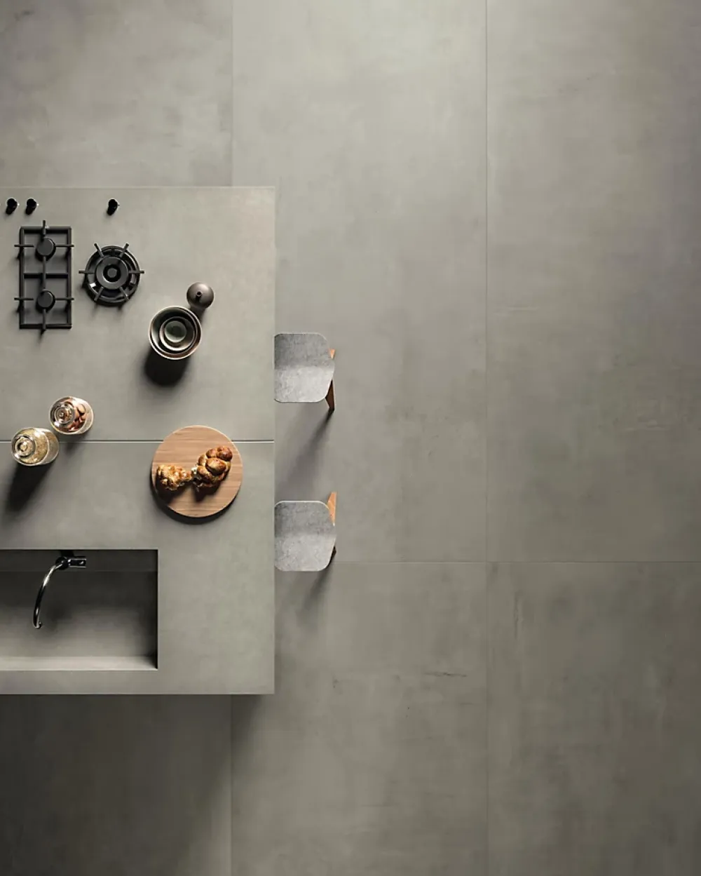 Ro'Ma Carrelage Carrelage Mural Effet Béton<Carrelage effet Béton Gris Cendré 240x120x0,9 cm Mat Gravino - Mur intérieur (vendu par carton de 2,88 m²) -