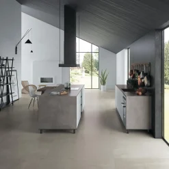 Ro'Ma Carrelage Carrelage effet Béton Gris Nuit 278x120x0,6 cm Mat Gravino - Mur intérieur (vendu par carton de 3,336 m²) -- Carrelage Mural Effet Béton