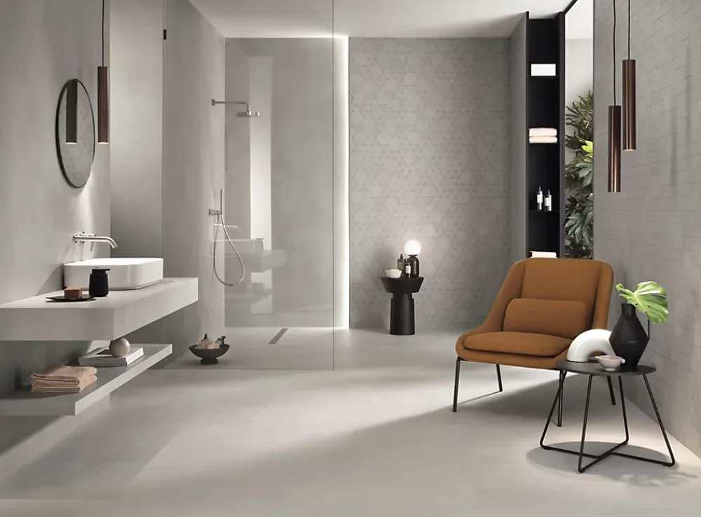 Ro'Ma Carrelage Carrelage effet Béton Gris Brume 278x120x0,6 cm Mat Montera - Mur intérieur (vendu par carton de 3,336 m²) -- Carrelage Mural Effet Béton