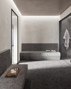 Ro'Ma Carrelage Carrelage effet Béton Gris Luce 278x120x0,6 cm Mat Gravino - Mur intérieur (vendu par carton de 3,336 m²) -- Carrelage Mural Effet Béton|Carrelage Mural Pour Pièce À Vivre