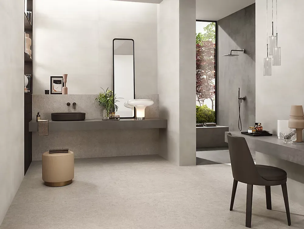Ro'Ma Carrelage Carrelage effet Béton Gris Ombre 278x120x0,6 cm Mat Gravino - Mur intérieur (vendu par carton de 3,336 m²) -- Carrelage Mural Effet Béton|Carrelage Mural Pour Pièce À Vivre