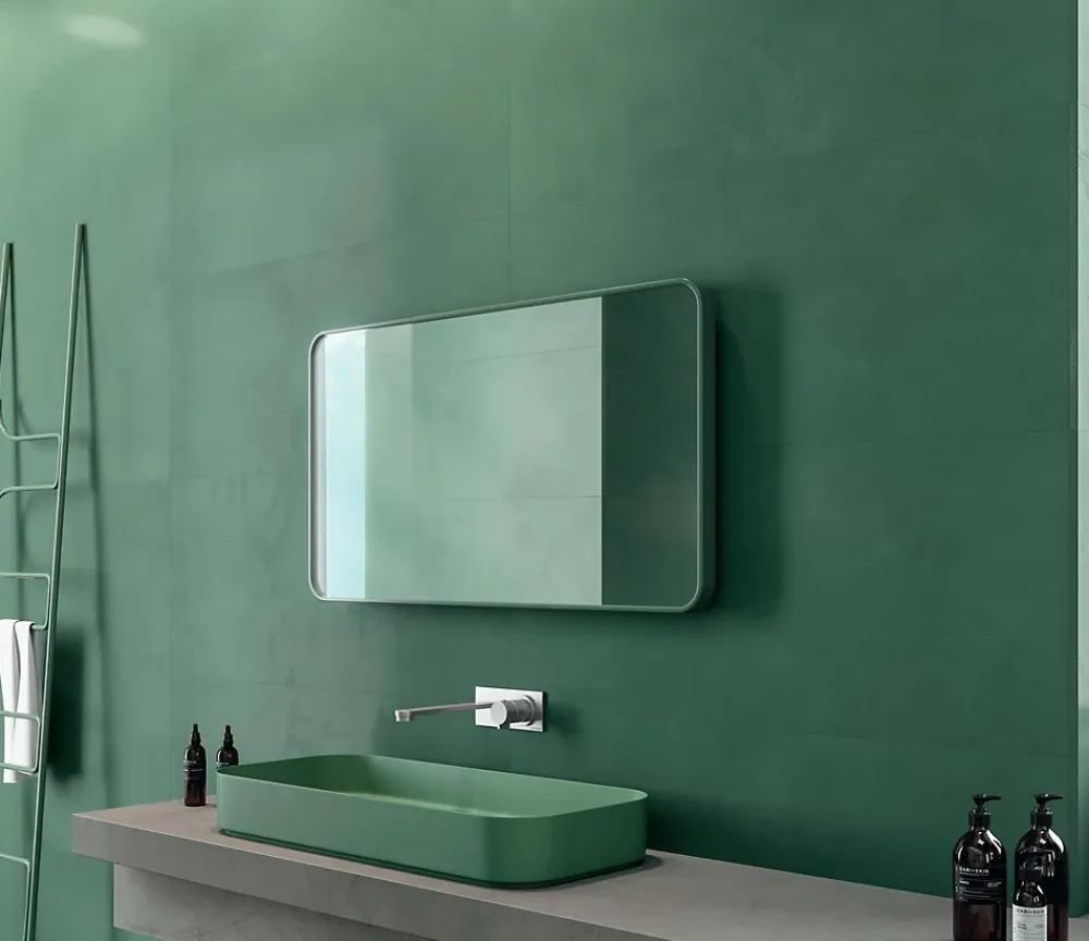 Ro'Ma Carrelage Carrelage Mural Uni<Carrelage effet Enduit Vert Pin 120x50x0,85 cm Mat Calviro - Mur intérieur (vendu par carton de 1,8 m²) -