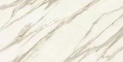 Ro'Ma Carrelage Carrelage effet Marbre Blanc Calacatta Sublime 240x120x0,9 cm Brillant Orsiano - Mur intérieur (vendu par carton de 2,88 m²) - RO'- Carrelage Mural Effet Marbre