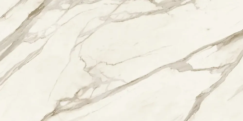 Ro'Ma Carrelage Carrelage effet Marbre Blanc Calacatta Sublime 240x120x0,9 cm Brillant Orsiano - Mur intérieur (vendu par carton de 2,88 m²) - RO'- Carrelage Mural Effet Marbre