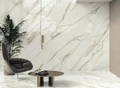 Ro'Ma Carrelage Carrelage effet Marbre Blanc Calacatta Sublime 278x120x0,6 cm Brillant Orsiano - Mur intérieur (vendu par carton de 3,336 m²) - RO- Carrelage Mural Effet Marbre