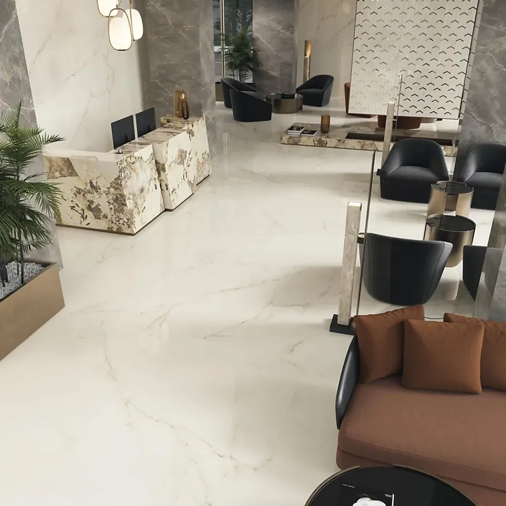 Ro'Ma Carrelage Carrelage Mural Effet Marbre<Carrelage effet Marbre Blanc Calacatta Divino 278x120x0,6 cm Brillant Montira - Mur intérieur (vendu par carton de 3,336 m²) - RO'