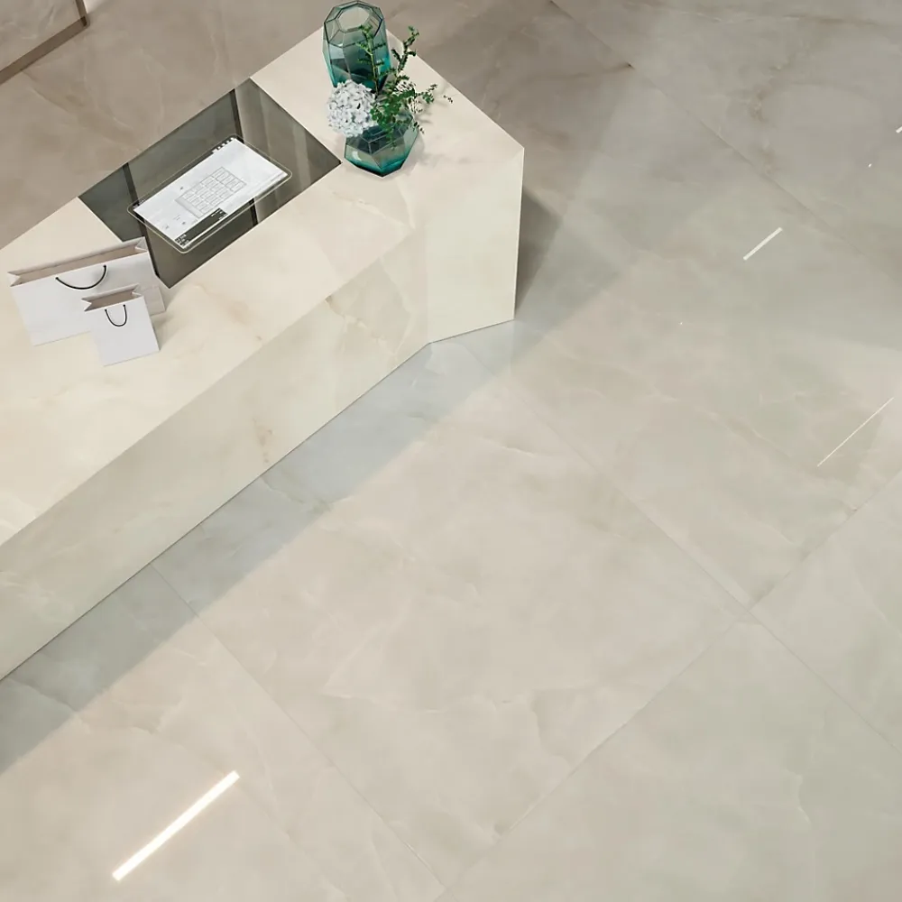 Ro'Ma Carrelage Carrelage effet Onyx Gris Nacré 240x120x0,9 cm Brillant Nerolio - Mur intérieur (vendu par carton de 2,88 m²) -- Carrelage Mural Effet Pierre