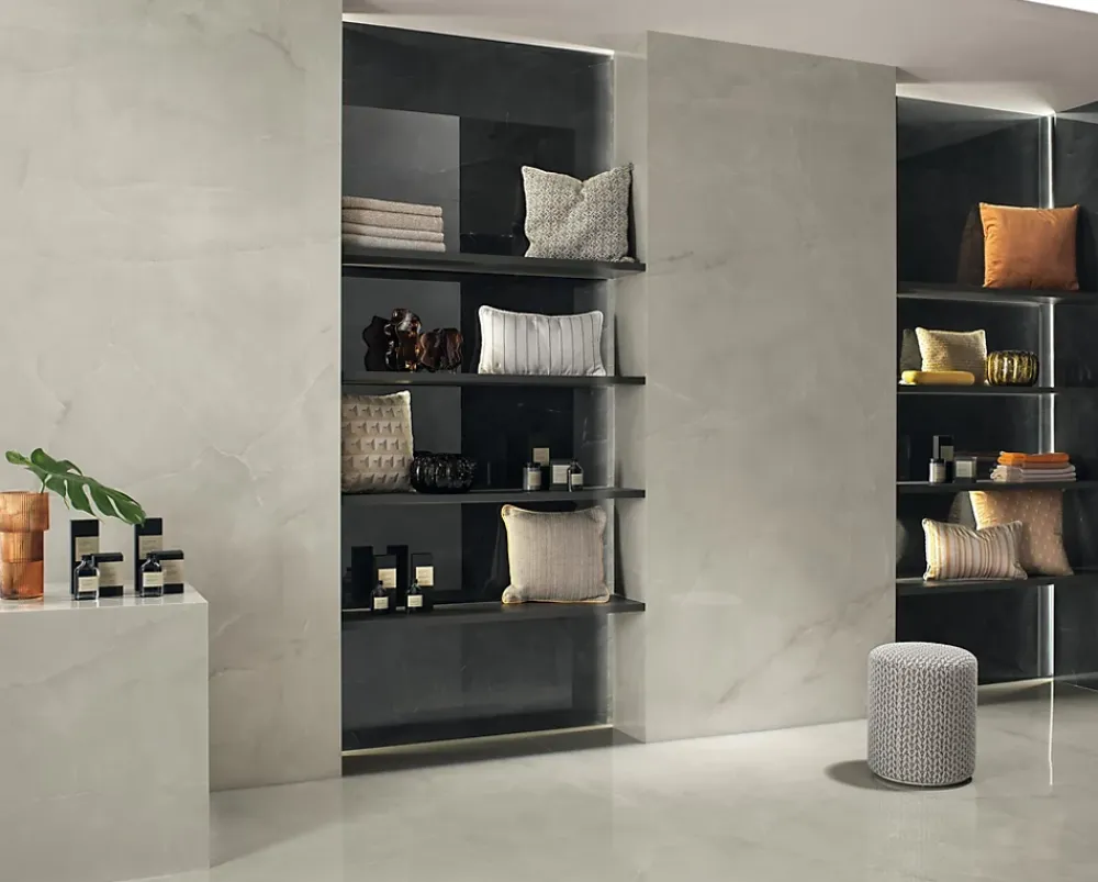 Ro'Ma Carrelage Carrelage effet Onyx Noir Obsidienne 278x120x0,6 cm Brillant Nerolio - Mur intérieur (vendu par carton de 3,336 m²) - RO'MA CARREL- Carrelage Mural Effet Pierre