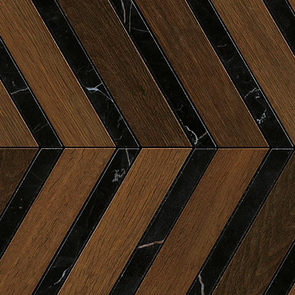 Ro'Ma Carrelage Carrelage effet Parquet Bois Chêne Cuir Chevron Pointe de Hongrie 29,4x28,7x0,95 cm Mat Lorenta - Sol et mur intérieur (vendu par- Carrelage Sol Effet Bois