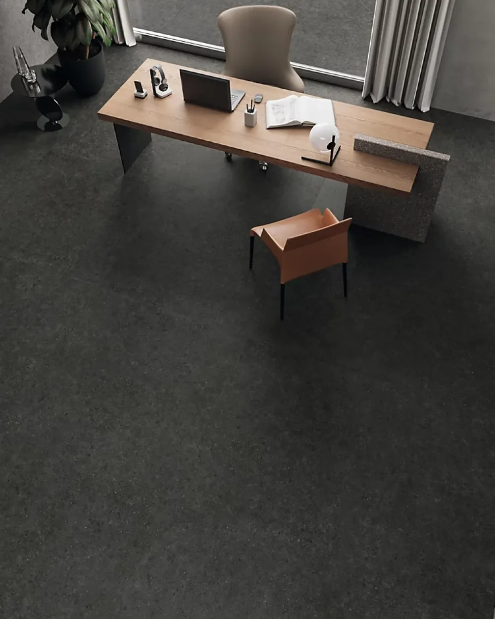 Ro'Ma Carrelage Carrelage effet Pierre Calcaire Gris Carbone 120x120x0,9 cm Mat Domella - Sol et mur intérieur (vendu par carton de 2,88 m²) - RO'- Carrelage Sol Effet Pierre