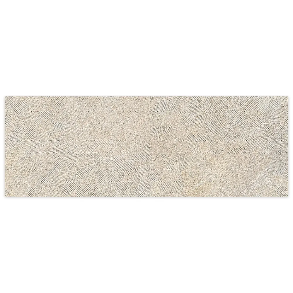 Ro'Ma Carrelage Carrelage effet Pierre 3D Beige Sable Hammered 100x33,3x0,86 cm Serdano - Mur intérieur -- Carrelage Mural Effet Pierre