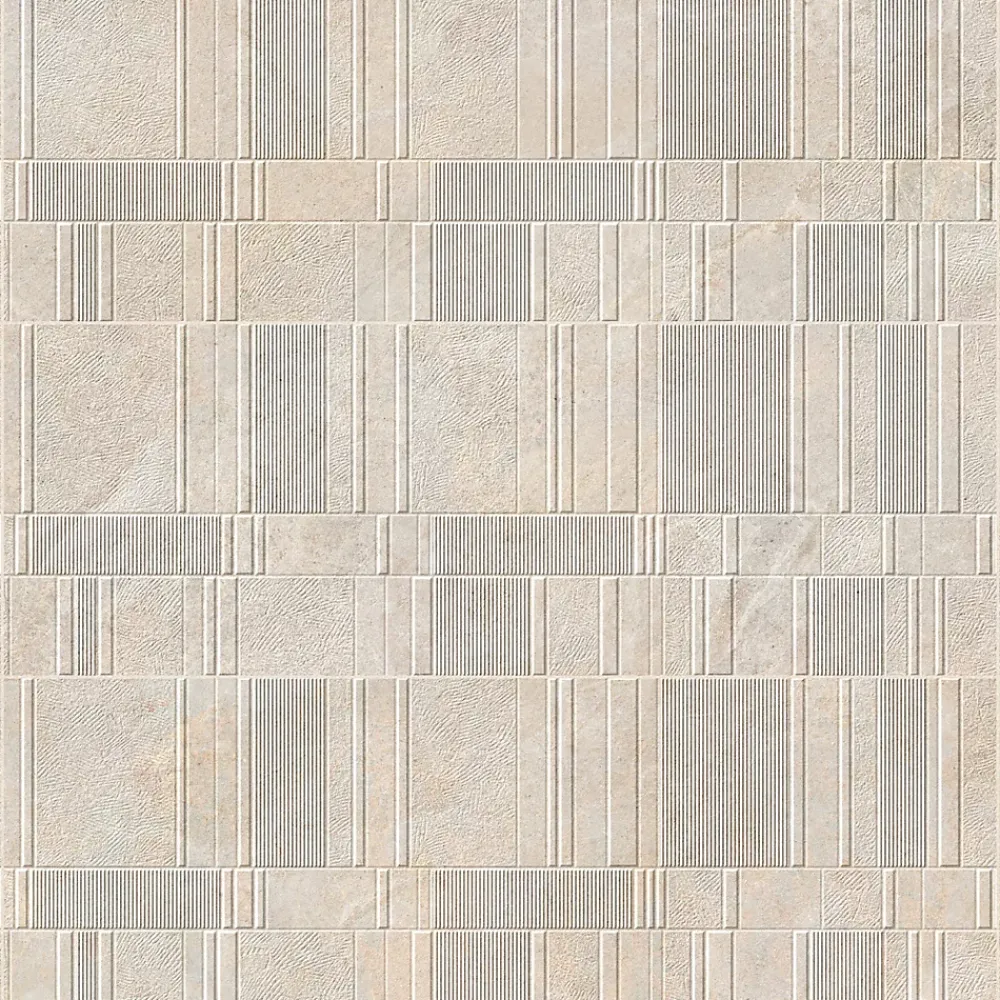 Ro'Ma Carrelage Carrelage effet Pierre 3D Beige Sable Stripe 100x33,3x0,98 cm Serdano - Mur intérieur -- Carrelage Mural Effet Pierre