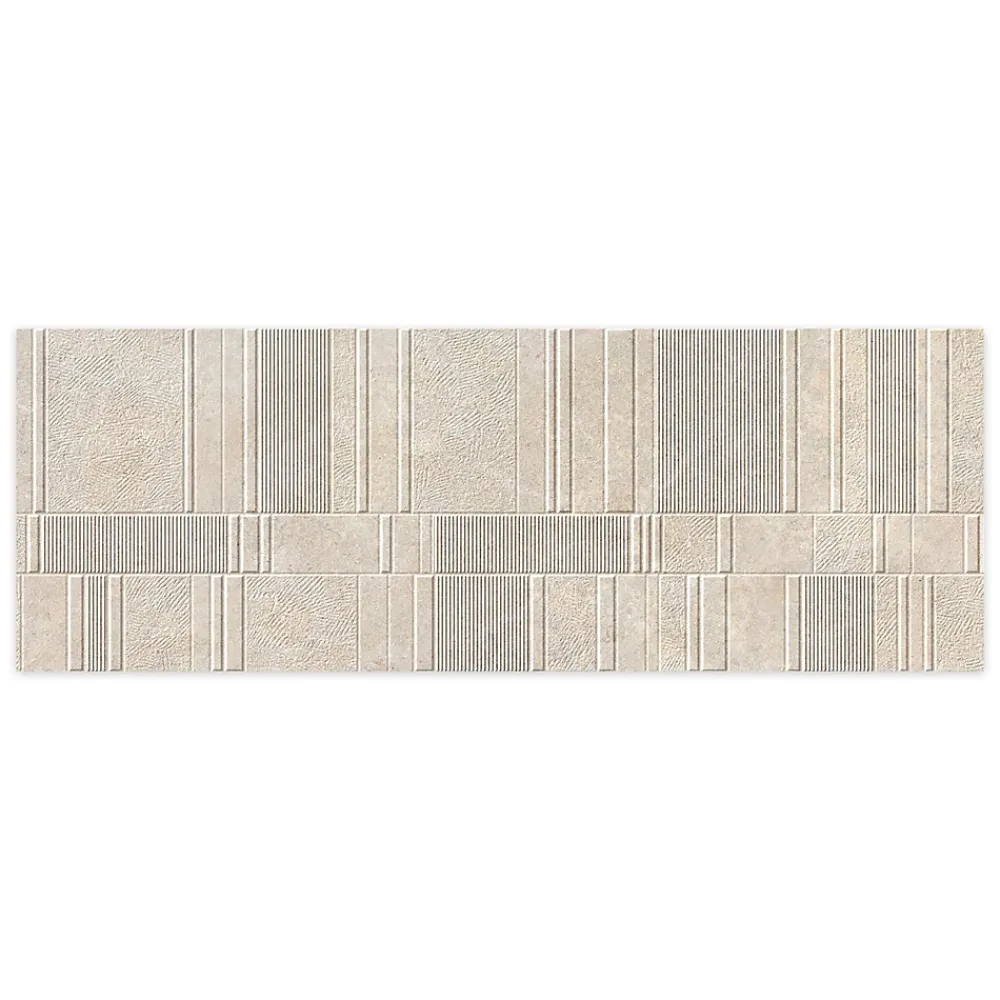 Ro'Ma Carrelage Carrelage effet Pierre 3D Beige Sable Stripe 100x33,3x0,98 cm Serdano - Mur intérieur -- Carrelage Mural Effet Pierre