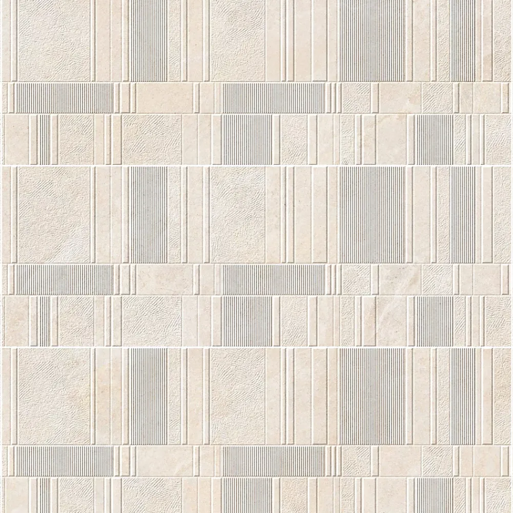 Ro'Ma Carrelage Carrelage Mural Effet Pierre<Carrelage effet Pierre 3D Beige Lin Stripe 100x33,3x0,98 cm Serdano - Mur intérieur -