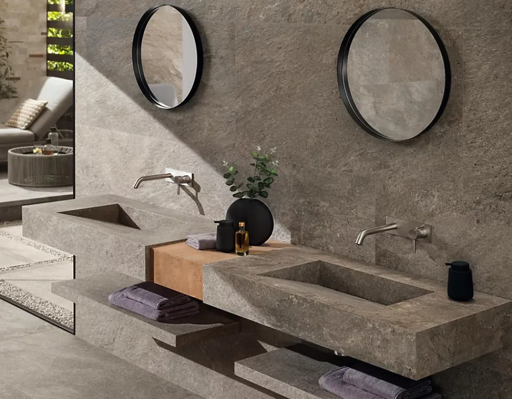Ro'Ma Carrelage Carrelage effet Pierre Quartzite Gris Roche 120x60x0,9 cm Mat Salvero - Sol et mur intérieur (vendu par carton de 1,44 m²) - RO'MA- Carrelage Sol Effet Pierre