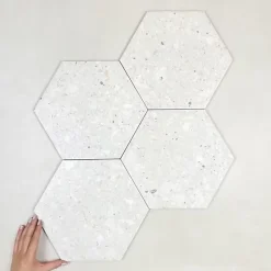 Les Carreaux De Jean  Carrelage Effet Terrazzo Hexagonal AROUSA 25,8x29 Blanco - Les Carreaux de Jean- Carrelage Sol Effet Terrazzo|Carrelage Sol Pour Cuisine