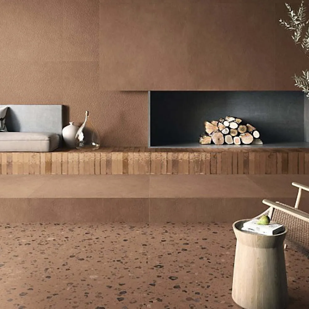 Gioia Materia Carrelage effet Terrazzo COCCIO 60x60 rectifié Terra - Les Carreaux de Jean- Carrelage Sol Effet Terrazzo