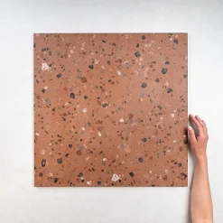 Gioia Materia Carrelage effet Terrazzo COCCIO 60x60 rectifié Terra - Les Carreaux de Jean- Carrelage Sol Effet Terrazzo