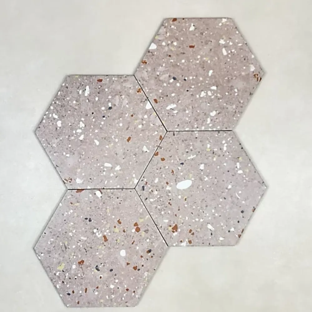 Les Carreaux De Jean Carrelage Sol Effet Terrazzo<Carrelage Effet Terrazzo Hexagonal AROUSA 25,8x29 Rosa - Les Carreaux de Jean