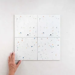 Les Carreaux De Jean  Carrelage Effet Terrazzo COLOR DROPS 18,5x18,5 Off White - Les Carreaux de Jean- Carrelage Sol Effet Terrazzo|Carrelage Sol Pour Cuisine