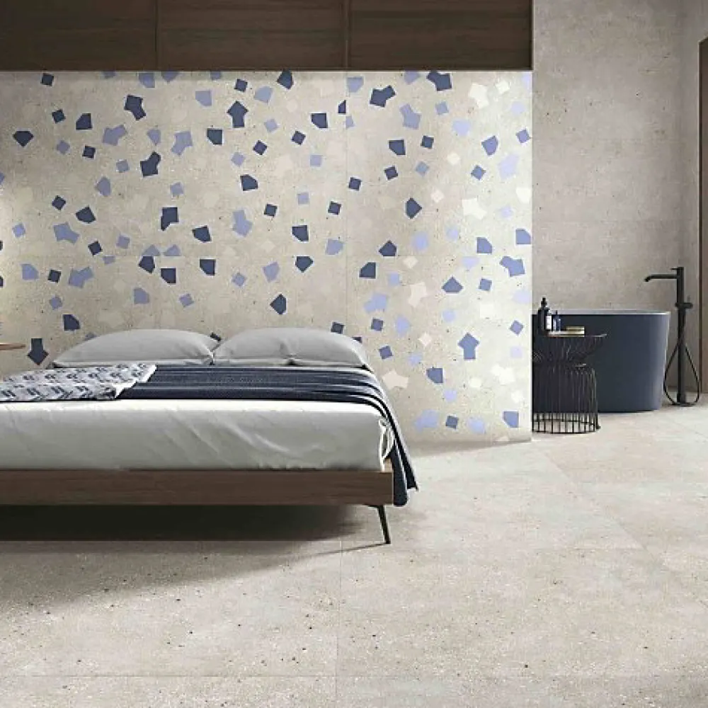 Les Carreaux De Jean Carrelage Effet Terrazzo RICETTA 90x90 Rectifié Grigio - Les Carreaux de Jean- Carrelage Sol Effet Terrazzo