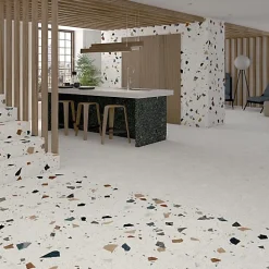 Tinker Carrelage Effet Terrazzo STRACCIATELLA 80x80 rectifié Blanc - Les Carreaux de Jean- Carrelage Sol Effet Terrazzo