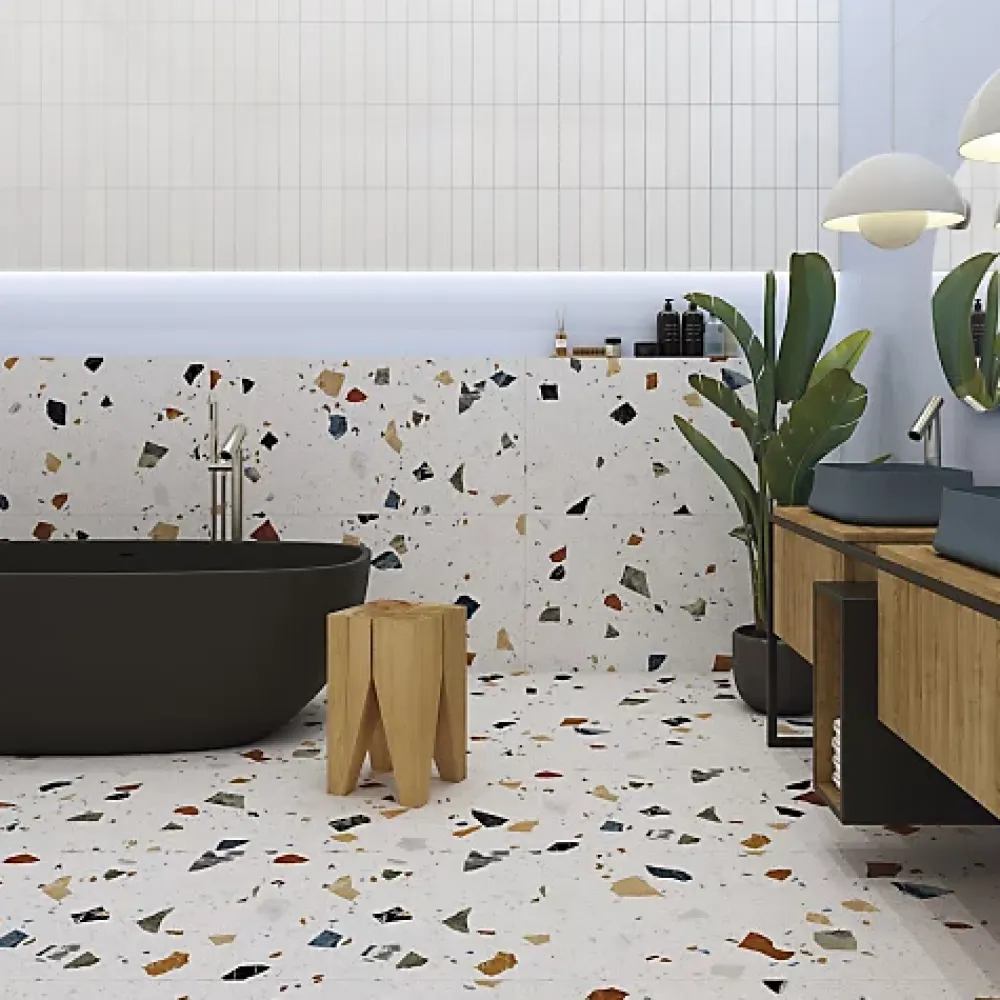 Tinker Carrelage Effet Terrazzo STRACCIATELLA 80x80 rectifié Blanc - Les Carreaux de Jean- Carrelage Sol Effet Terrazzo