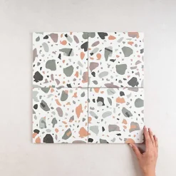 Les Carreaux De Jean  Carrelage effet Terrazzo Vert STAY 20x20 Green - Les Carreaux de Jean- Carrelage Sol Pour Cuisine|Carrelage Sol Effet Terrazzo