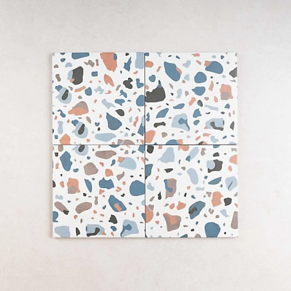 Les Carreaux De Jean Carrelage effet Terrazzo Bleu STAY 20x20 Blue - Les Carreaux de Jean- Carrelage Sol Effet Terrazzo