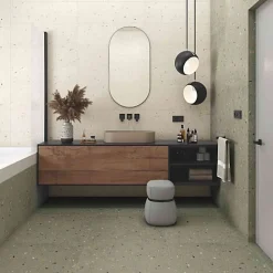 Les Carreaux De Jean  Carrelage Effet Terrazzo CROCCANTE 60x120 Menta - Les Carreaux de Jean- Carrelage Sol Effet Terrazzo