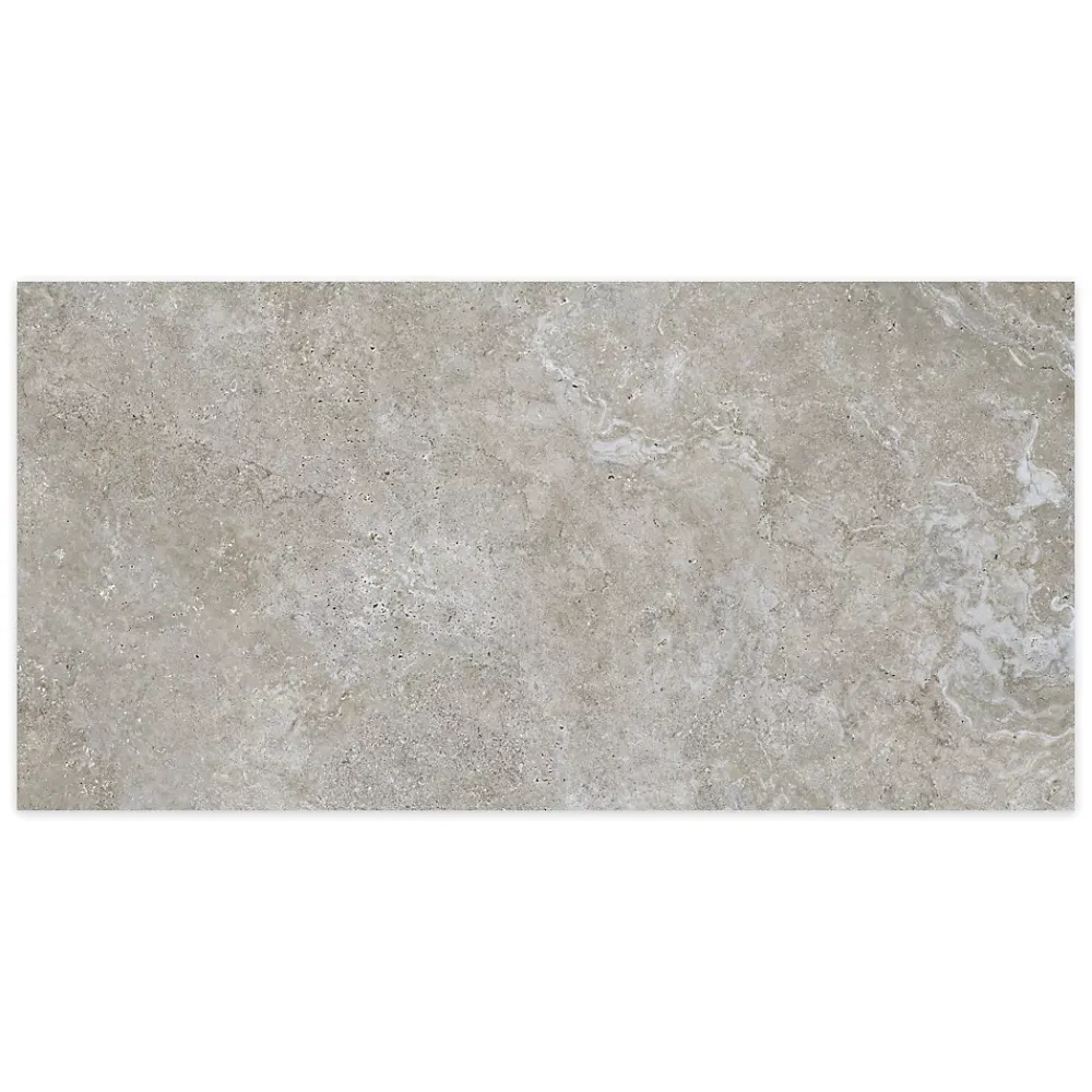 Ro'Ma Carrelage Carrelage effet Travertin Gris Marron 151x75,5x0,9 cm In&Out Castorel - Sol et mur intérieur et Sol extérieur -- Travertin