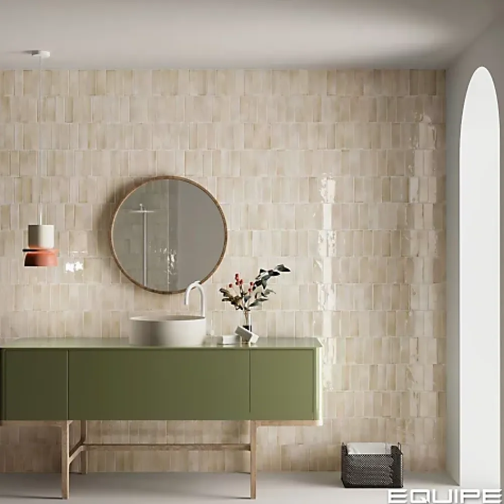 Gioia Materia Carrelage Effet Zellige Beige COLO Gloss 5x15 canvas - Les Carreaux de Jean- Faïence Pour Cuisine