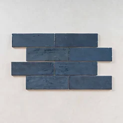 Gioia Materia Faïence Pour Cuisine|Faïence Pour Douche<Carrelage Effet Zellige Bleu Nuit LA RIVIERA 6,5x20 Blue Reef - Les Carreaux de Jean