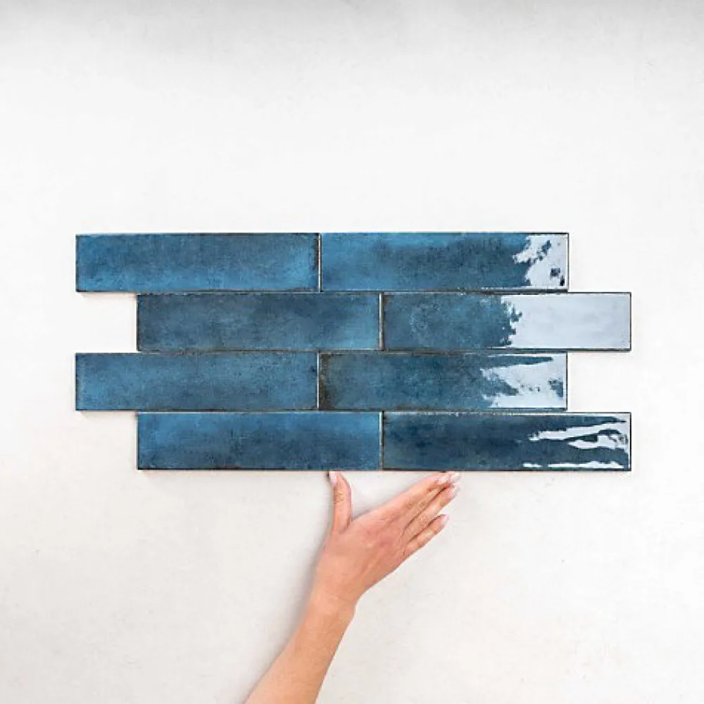 Les Carreaux De Jean Faïence Pour Douche|Faïence Pour Cuisine<Carrelage Effet Zellige Bleu FUSION Blue 6x25cm - Les Carreaux de Jean