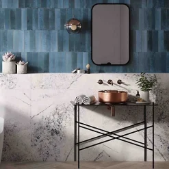 Les Carreaux De Jean  Carrelage Effet Zellige Bleu Nuit AGADIR - Lago 7x28 - Les Carreaux de Jean- Faïence Pour Salle De Bains|Faïence Pour Douche