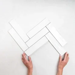 Les Carreaux De Jean  Carrelage Effet Zellige Blanc FUSION Bianco 6x25cm - Les Carreaux de Jean- Faïence Pour Douche