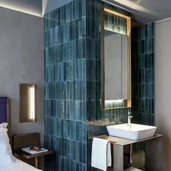 Les Carreaux De Jean  Carrelage Effet Zellige Bleu Nuit TANGER 6x24 Blue - Les Carreaux de Jean- Faïence Pour Douche|Faïence Pour Cuisine