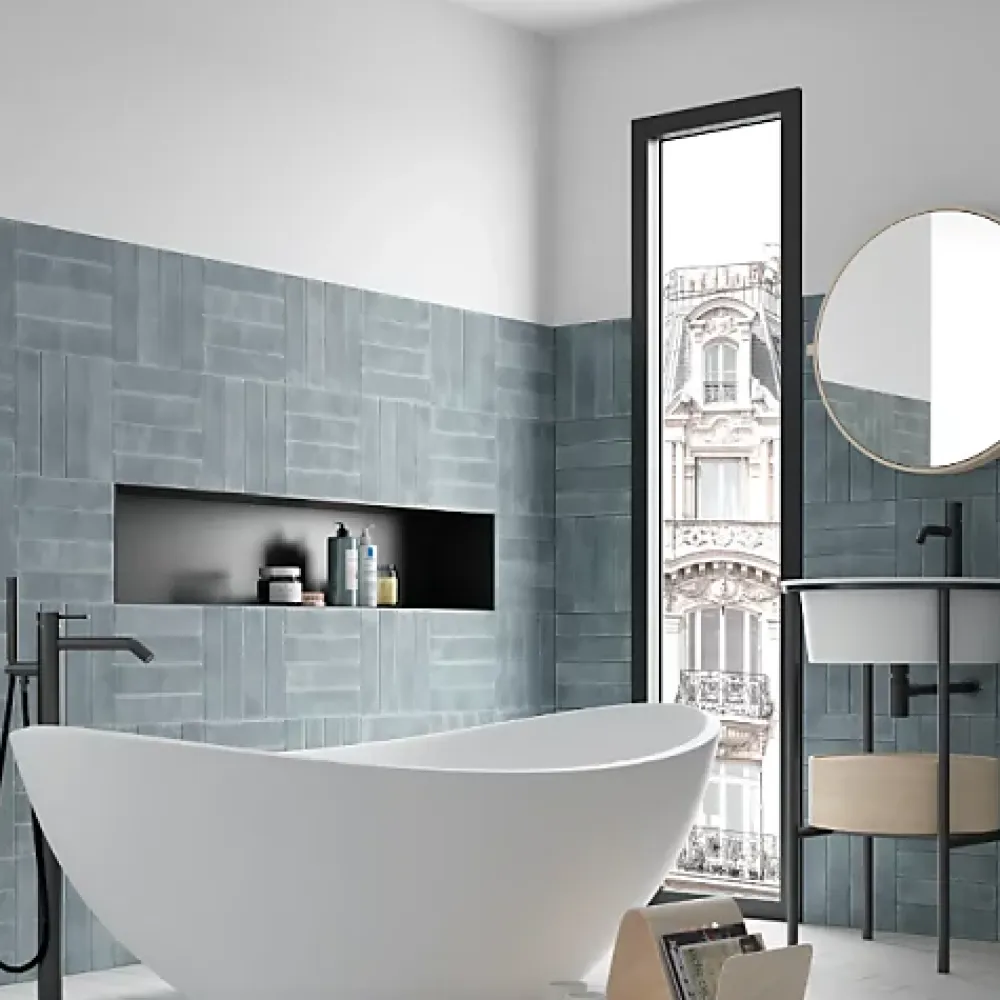 Gioia Materia Faïence Pour Douche|Faïence Pour Salle De Bains<Carrelage Effet Zellige Bleu ARGILE 6x24,6 Sky - Les Carreaux de Jean
