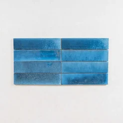 Les Carreaux De Jean Carrelage Effet Zellige Bleu TANGER 6x24 China - Les Carreaux de Jean- Faïence Pour Douche|Faïence Pour Pièce À Vivre