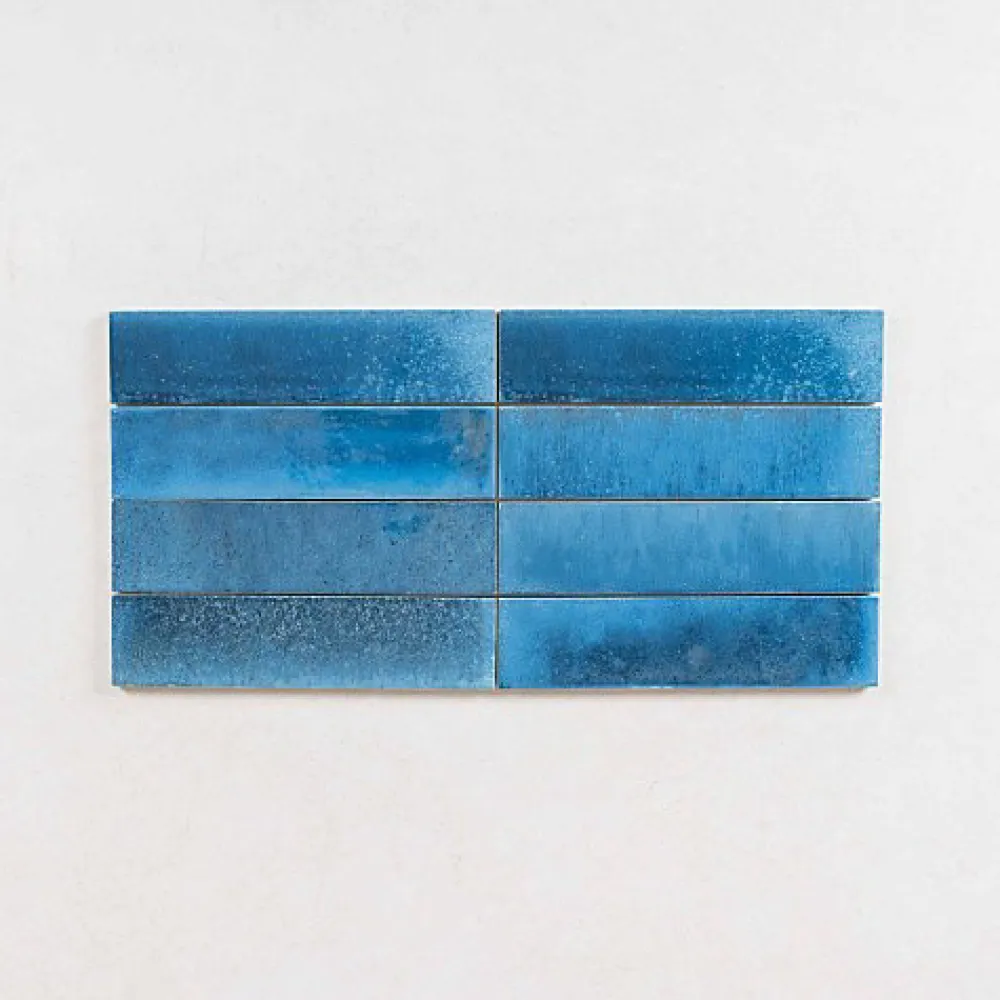 Les Carreaux De Jean Carrelage Effet Zellige Bleu TANGER 6x24 China - Les Carreaux de Jean- Faïence Pour Douche|Faïence Pour Pièce À Vivre