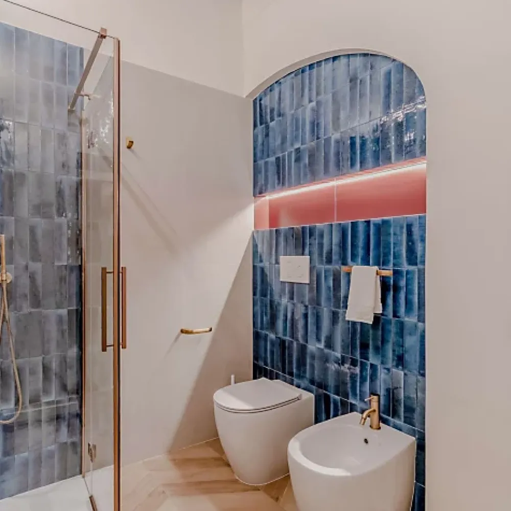 Les Carreaux De Jean Carrelage Effet Zellige Bleu TANGER 6x24 China - Les Carreaux de Jean- Faïence Pour Douche|Faïence Pour Pièce À Vivre