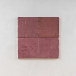 Gioia Materia Carrelage Effet Zellige Bordeaux LA RIVIERA 13,2x13,2 Juneberry - Les Carreaux de Jean- Faïence Pour Pièce À Vivre|Faïence Pour Cuisine
