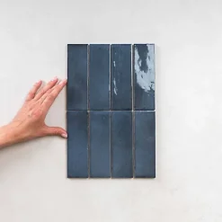 Gioia Materia Carrelage Effet Zellige Bleu Nuit COLO Gloss 5x15 blue night - Les Carreaux de Jean- Faïence Pour Cuisine|Faïence Pour Douche