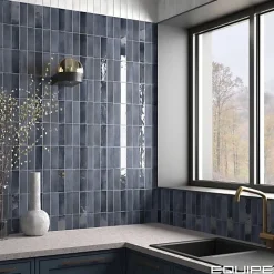 Gioia Materia Carrelage Effet Zellige Bleu Nuit COLO Gloss 5x15 blue night - Les Carreaux de Jean- Faïence Pour Cuisine|Faïence Pour Douche