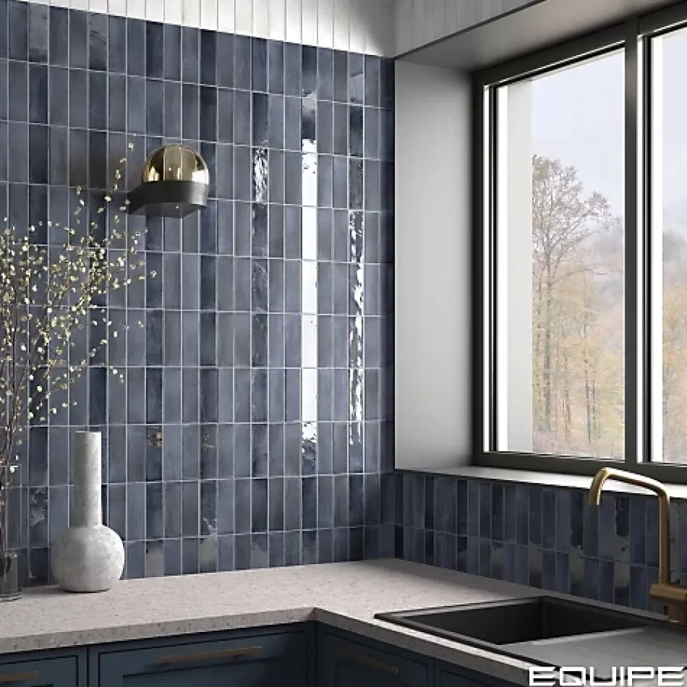 Gioia Materia Carrelage Effet Zellige Bleu Nuit COLO Gloss 5x15 blue night - Les Carreaux de Jean- Faïence Pour Cuisine|Faïence Pour Douche
