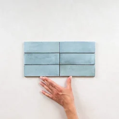 Gioia Materia Carrelage Effet Zellige Bleu Ciel COLO Matt 5x15 Blue Grass - Les Carreaux de Jean- Faïence Pour Douche|Faïence Pour Salle De Bains