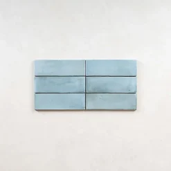 Gioia Materia Carrelage Effet Zellige Bleu Ciel COLO Matt 5x15 Blue Grass - Les Carreaux de Jean- Faïence Pour Douche|Faïence Pour Salle De Bains
